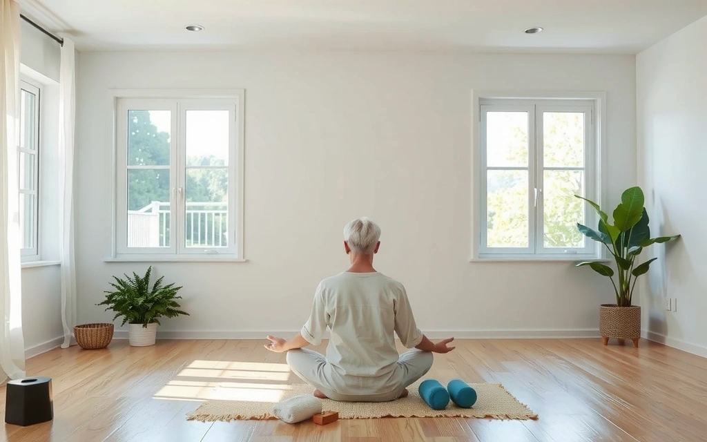 Imagen de una persona meditando en un entorno tranquilo.